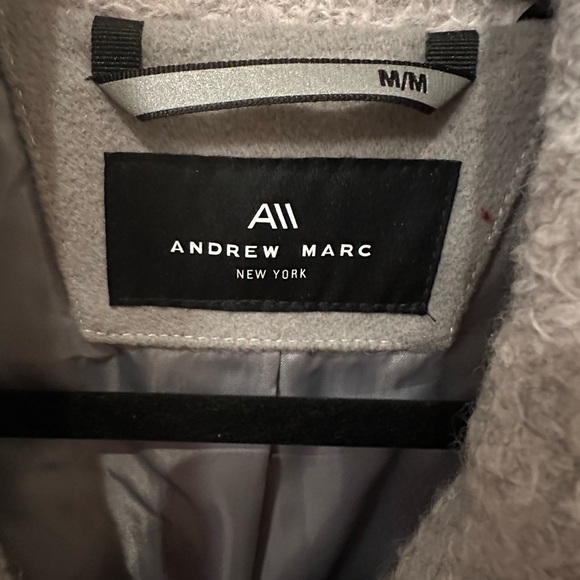 ANDREW MARC Regine Pressed Bouclé Wool Coat M Grey - Picture 4 of 9